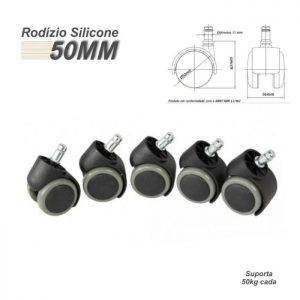 Kit Rodizio Pu Com 5 Unidades 50mm Preto